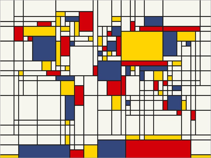 Map of the World Map in the style of Piet Mondrian, Art Print 18x24 inch (202)