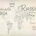 Writing Text Map of the World Map, Art Print 18x24 inch (362)