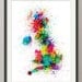 Great Britain UK Paint Splashes Map, Art Print 18x24 inch (683)