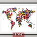 Love Hearts Map of the World Map, Art Print 12x16 inch (776)