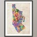Manhattan New York Typographic Map, Art Print 18x24 inch (887)