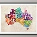 Typography Text Map of Australia, Art Print 18x24 inch (893)