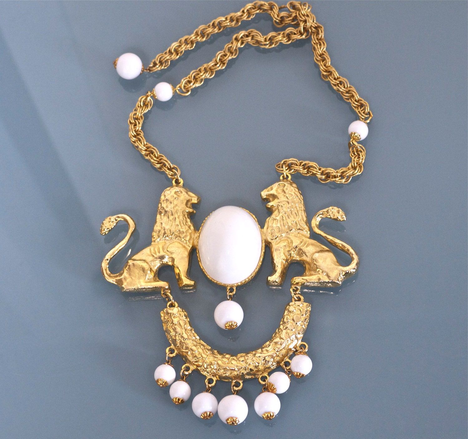 RESERVED -- Donald Stannard Twin Lion Massive Necklace