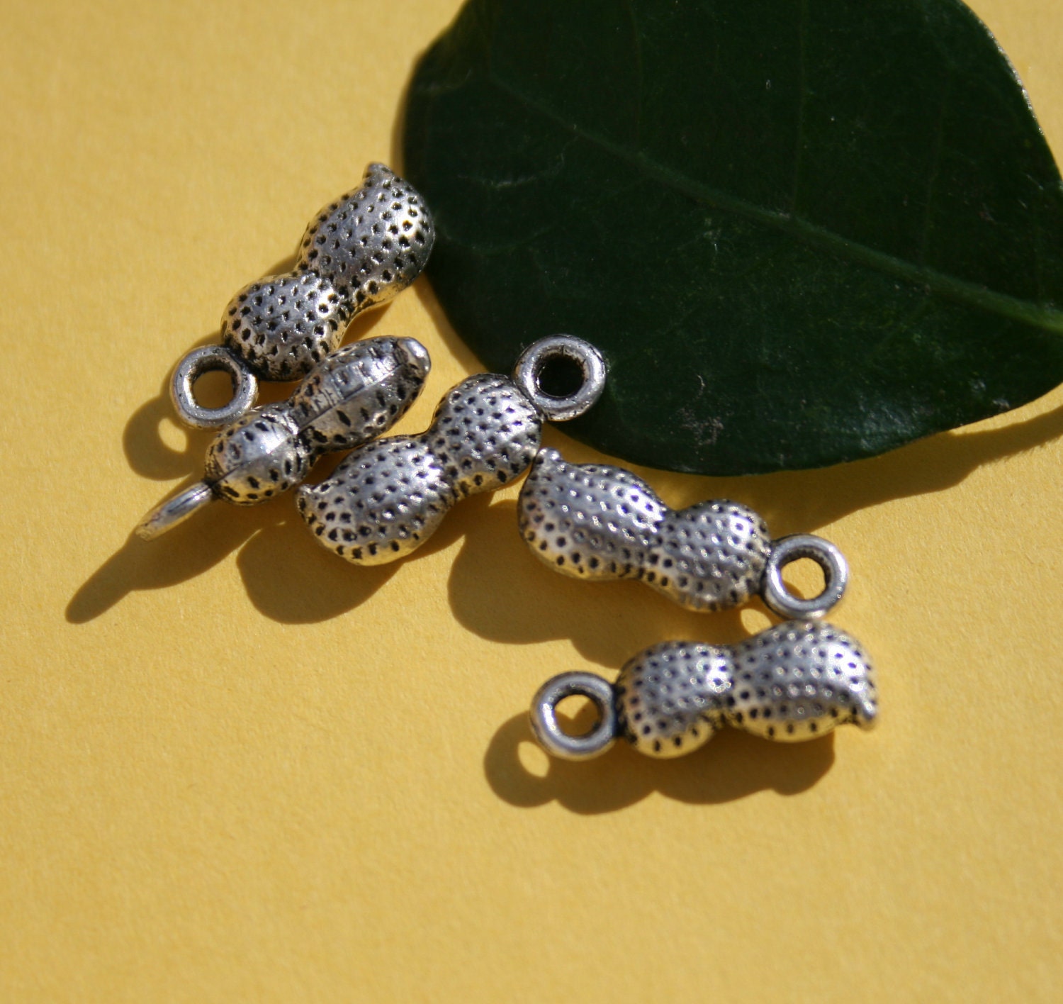 5 - 17 x 7 mm Antique Silver Peanut Charms tsc 026-6