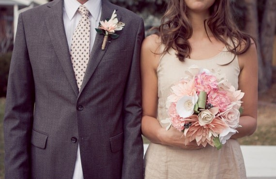 Paper Flower Wedding Bouquet- Custom Listing Handmade Paper Bridal Bouquet - Spring wedding, Summer wedding, Fall wedding, Winter wedding