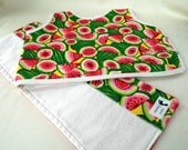 Watermelon Baby Gift Set, Bib and Burp Cloth, 6 month girl shower gift