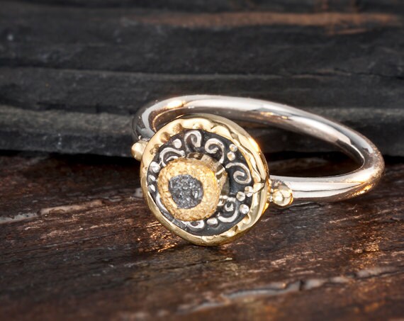 Rough Diamond Engagement Ring , 22k Gold Silver Rough Diamond Engagement Ring, Engagement  Ring