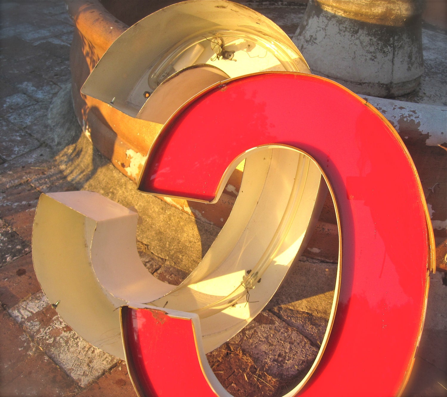 Vintage Marquis Letters, Industrial Salvage Letter C