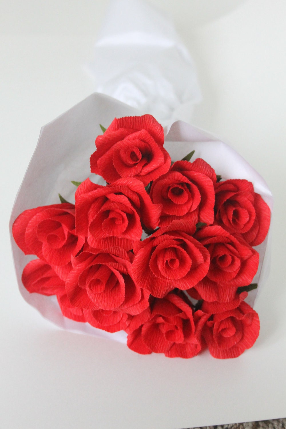 Dozen paper roses,paper flowers,red rose bouquet,wedding bouquet,valentine day,anniversary flowers