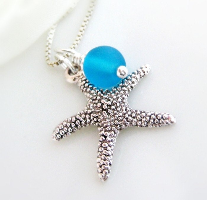 Silver Starfish Necklace Beach Jewelry Starfish Pendant 925 Sterling Chain
