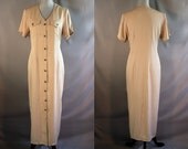 Vintage 70s Button Maxi Dress // Halston