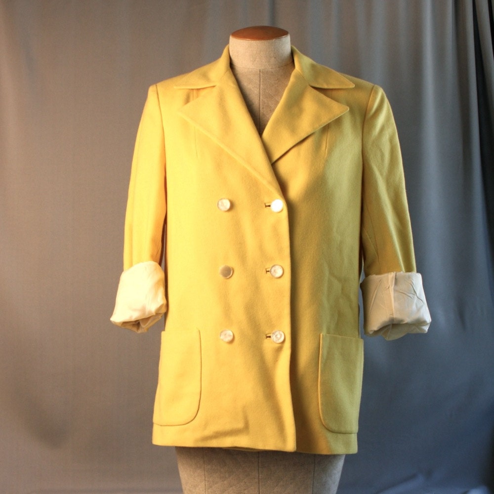 Vintage 1960's Yellow Peacoat Blazer Jacket // Ed Behan's Tweed Shop