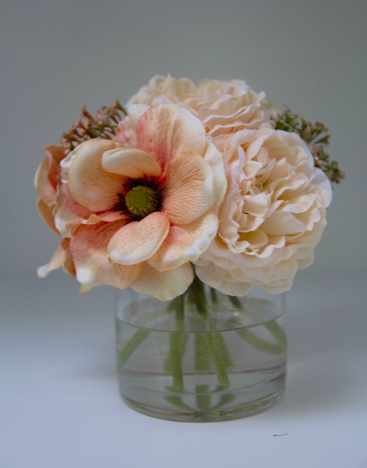 Orange Anemone and Peony Flower Arrangement