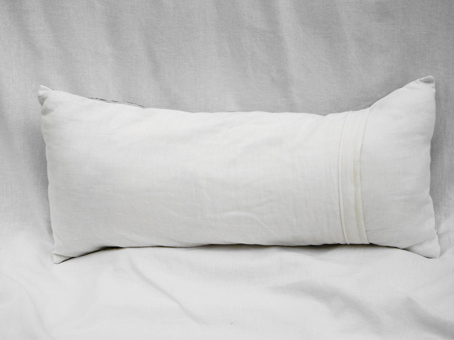 Beach Cottage Linen Pillow Blue & White