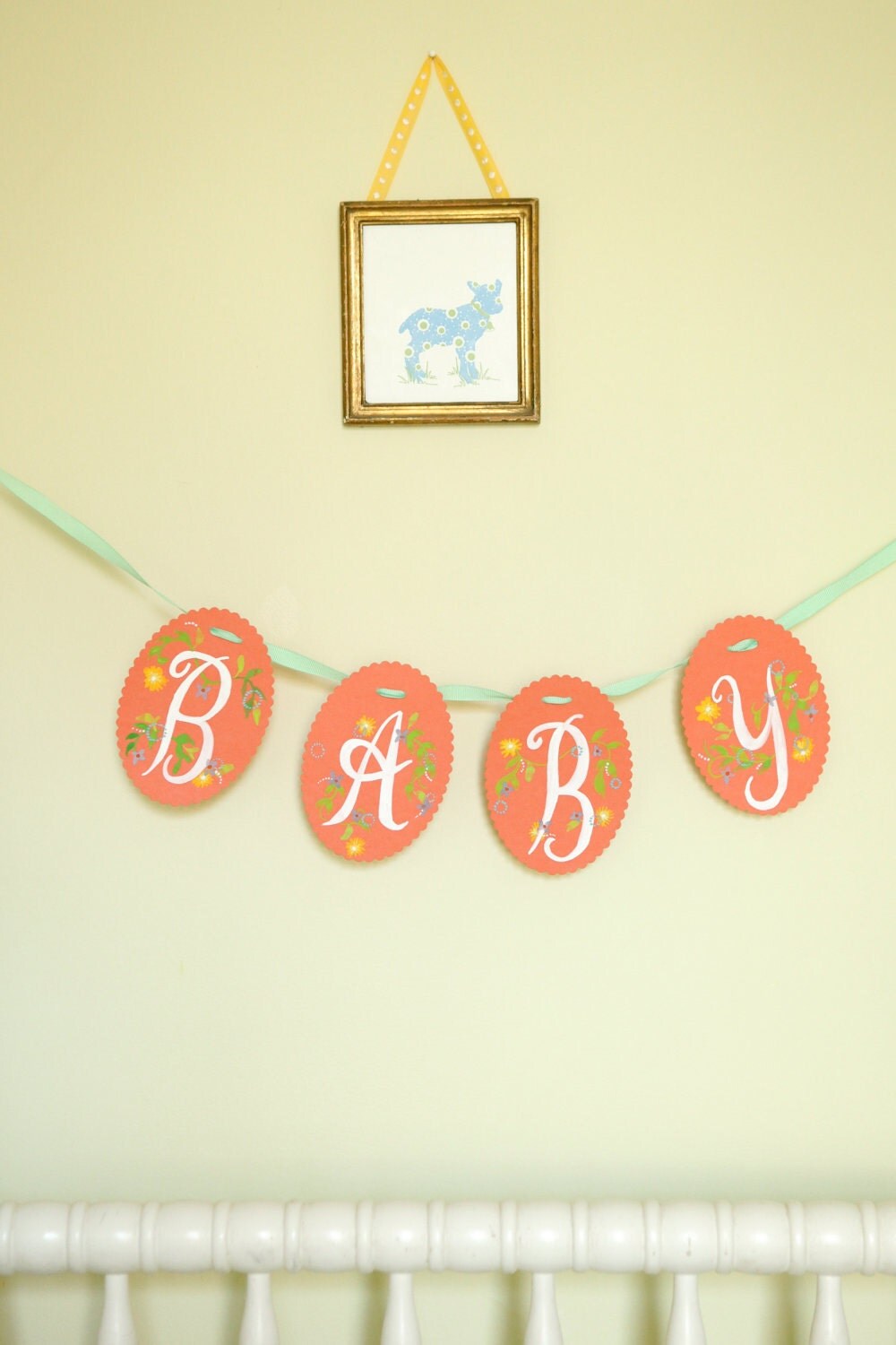 reserved hand-painted coral and floral baby garland banner