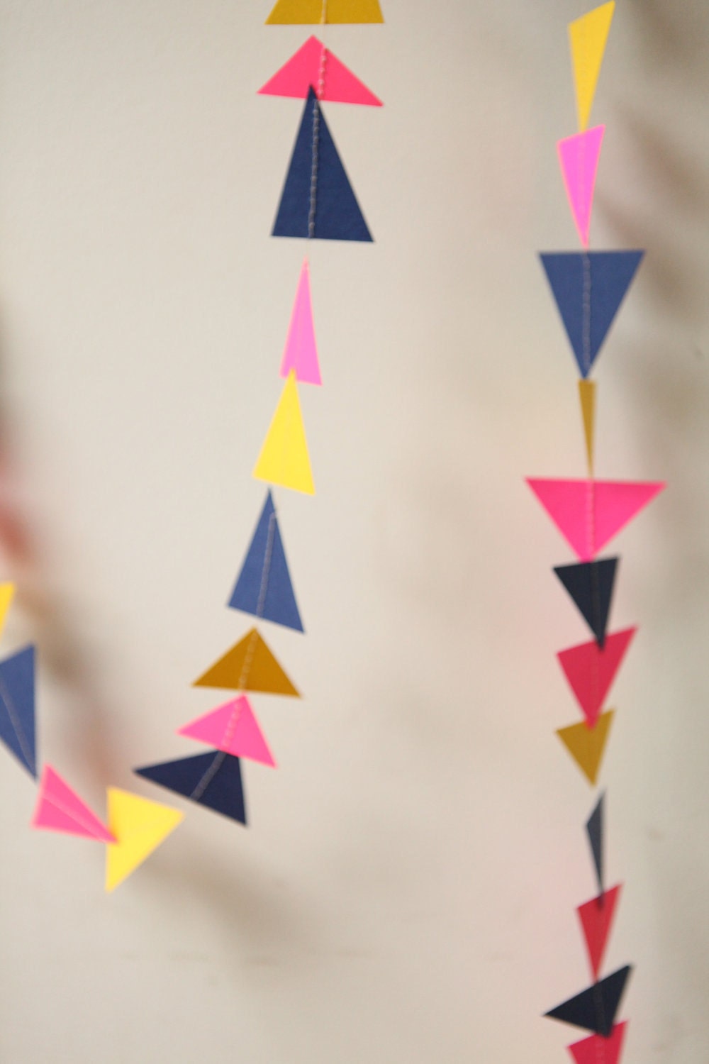 neon pink, navy blue and yellow triangle garland - 10 feet
