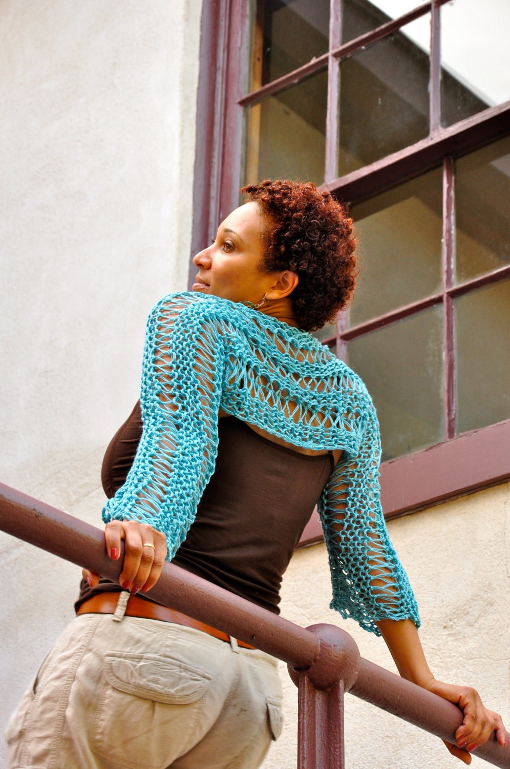 Spring Sweater, Turquoise Blue Shoulder Shrug
