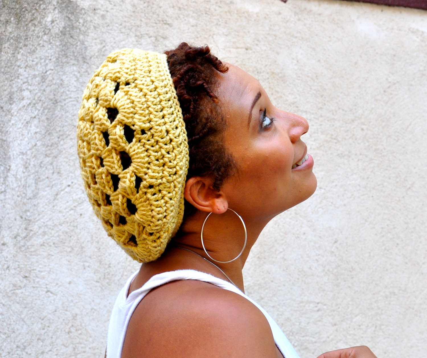 Yellow Spring Beanie, Crochet Hipster Hat