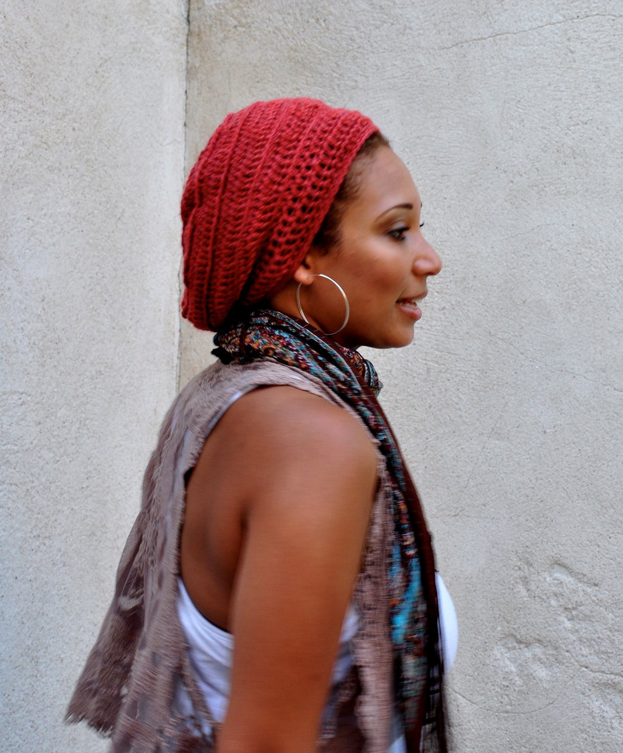 Crochet Slouchy Beanie Unisex Crochet Hat