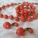 Vintage Coral Bead Necklace Bracelet Earrings