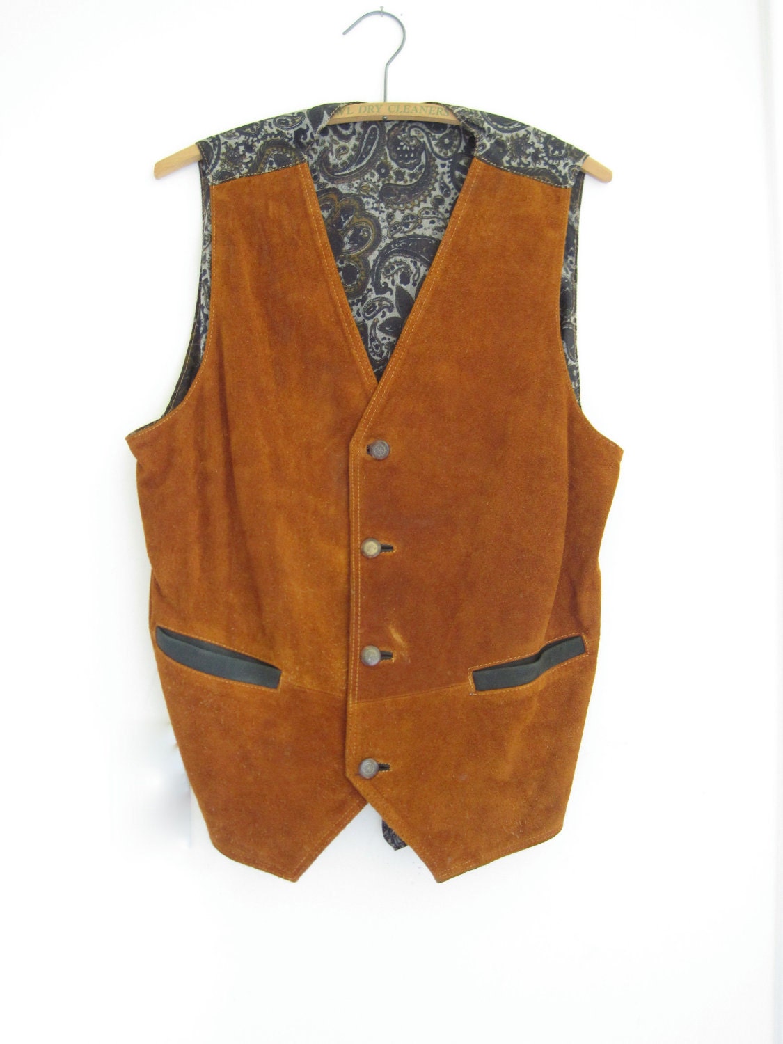 70's Vintage Men's Vest, Suede Vest