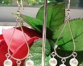Vintage Faux Pearl Hoop Teardrop Earrings