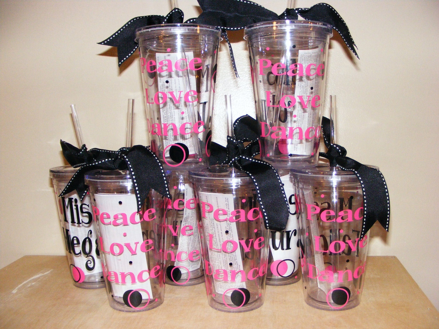 Personalized Tumblers 16 oz. Peace Love Dance