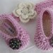 Alpaca Yarn - Baby Girl Ballet Booties & Headband Pink Crochet SET - SIZE 3 Months - photo prop - crochet