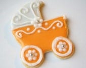Sugar Cookies Baby Shower Baby Carriage Pram Tangerine
