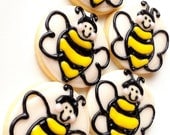 Bumble Bee Cookies Decorated Iced Sugar Cookies Mini Yellow