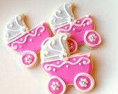 Baby Carriage Sugar Cookies Pram Baby Shower Pink Carriage
