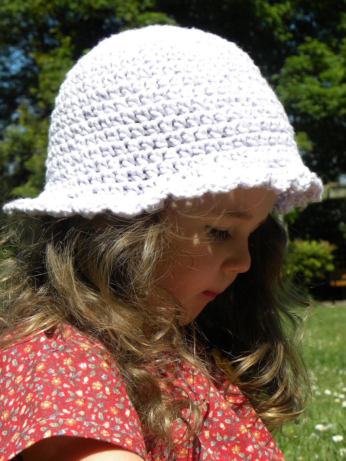 Girls Crochet Hat - Lavender - Ruffled Brim