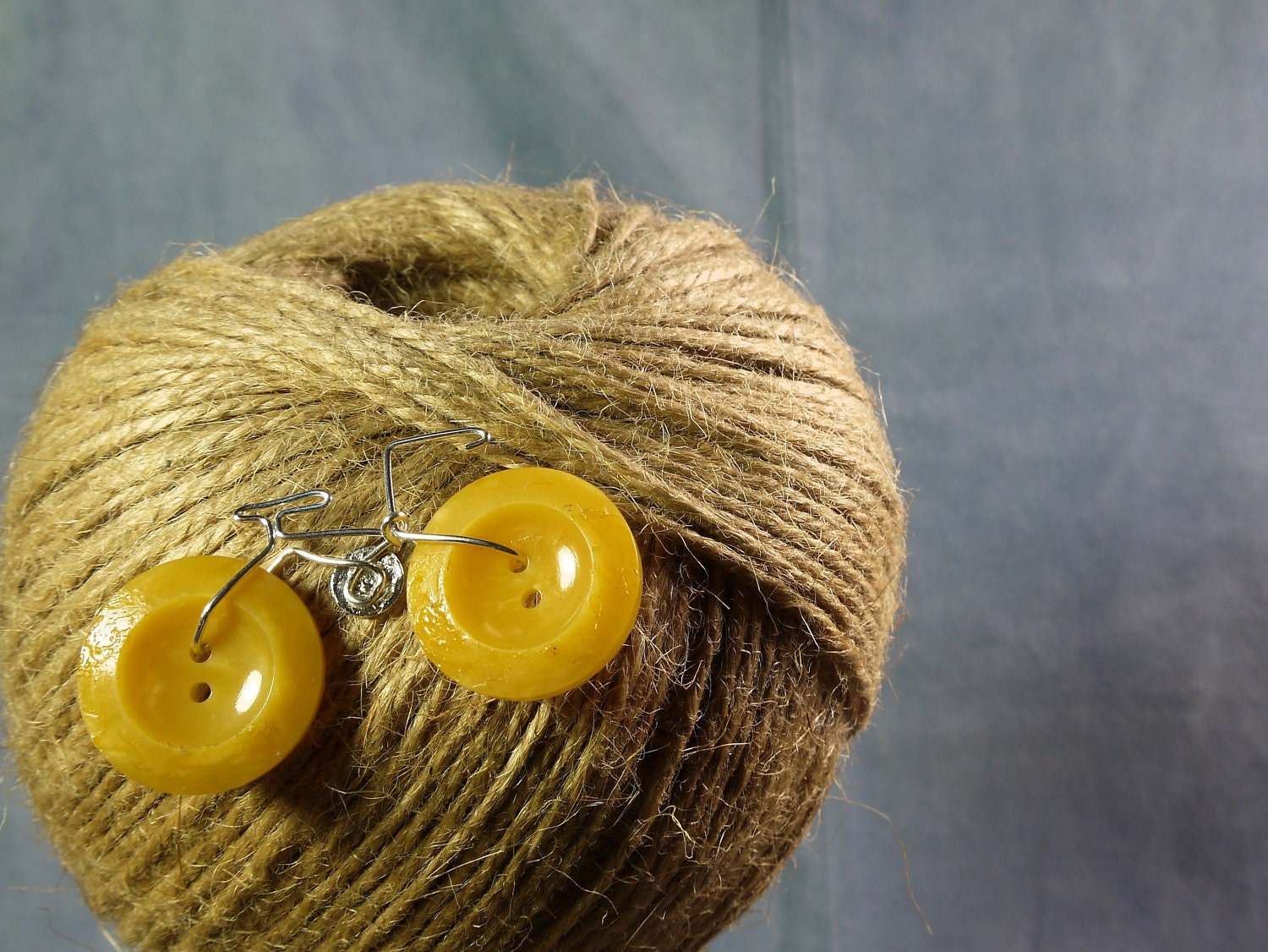 Vintage Button Bicycle Pin Brooch (mustard yellow)