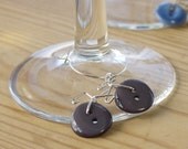 Vintage Button Bicycle Wine-glass Charms