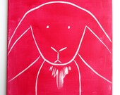 No. 005 - Modern Kids and Nursery Art Original Painting - 16" x 20" on regular 3/4" depth canvas - The Bunny