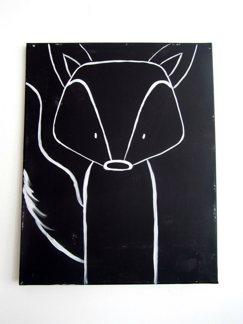 No. 001 - Modern Kids and Nursery Art Original Painting - 16" x 20" on regular 3/4" depth canvas - The Fox