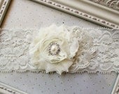 Ivory Chiffon Bridal Garter, wedding accessories, ivory bridal accessories, garters, ivory garters, single garter, single garters