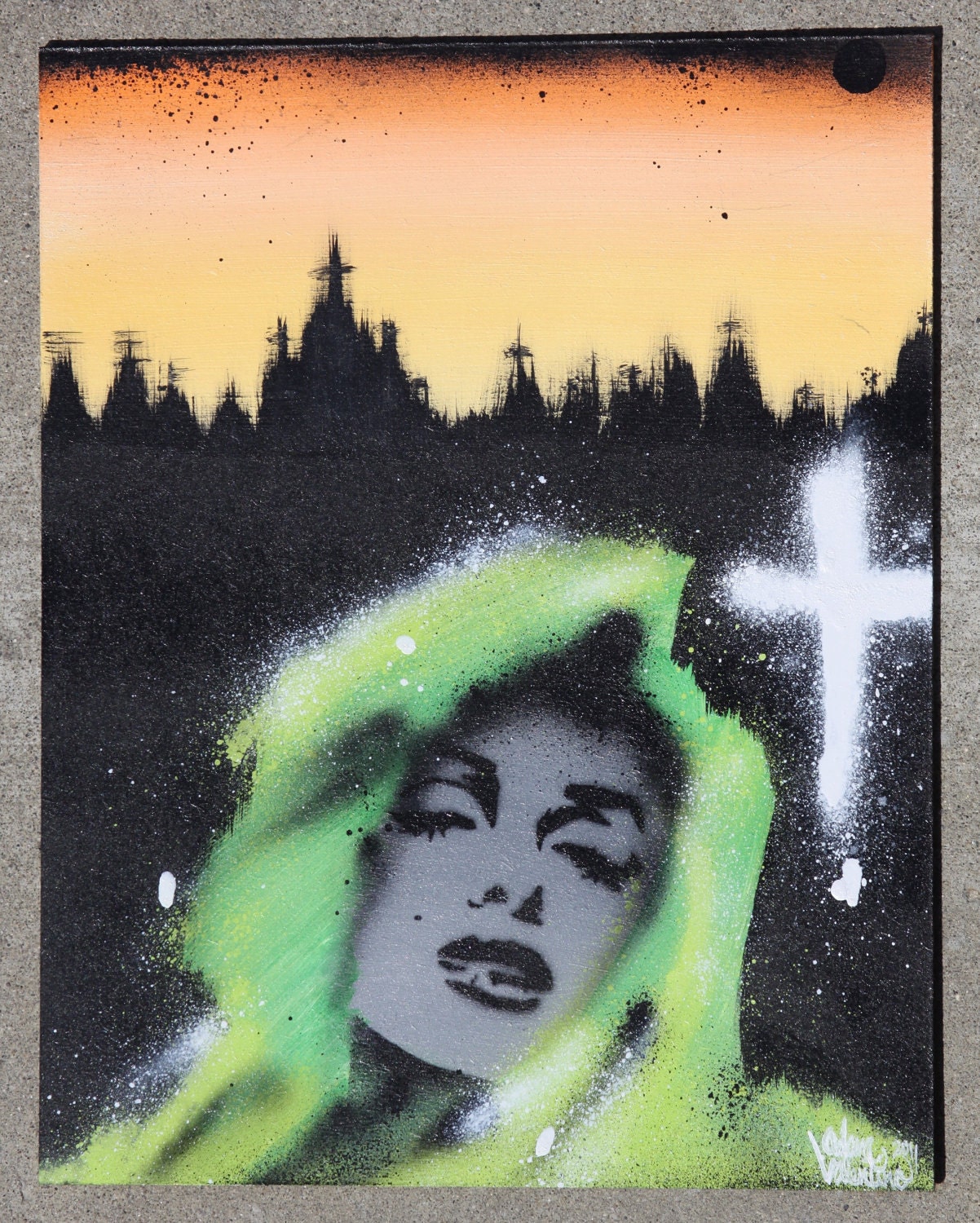 11x14 Virgin Marilyn Monroe Acrylic / Aerosol Painting.
