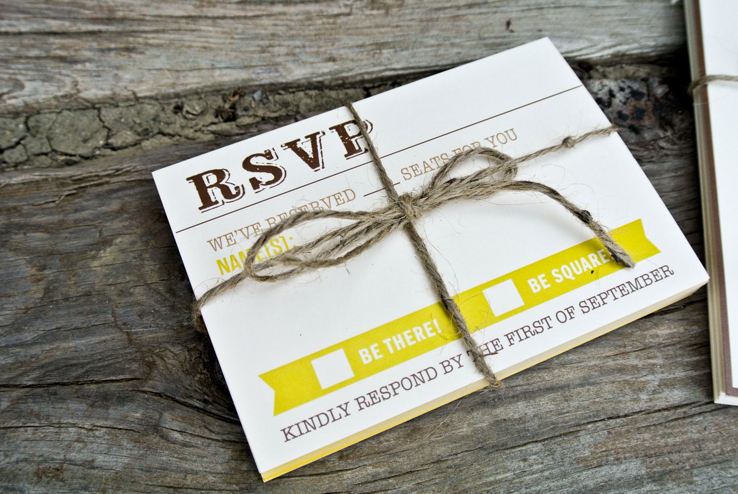 Wedding Invitation: Tying the knot, Rustic Mustard and Browns