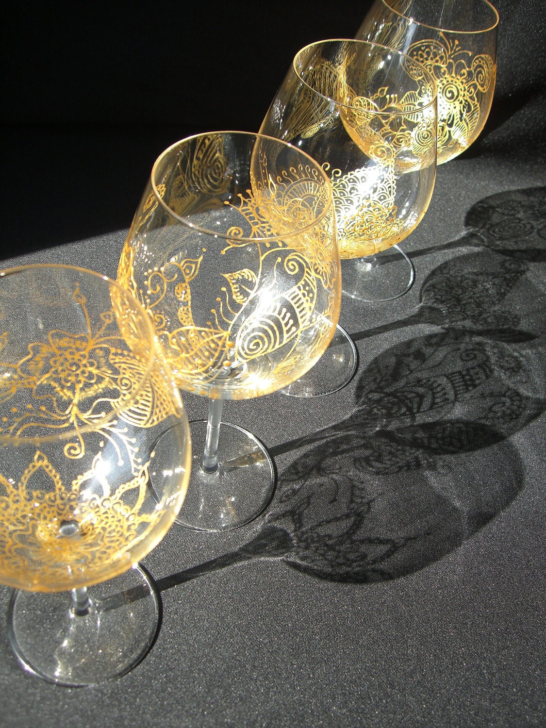 Bridal party gift -one of a kind wine glass (2). Personalized (option)  designed with symbolism. Gold, copper or Pewter