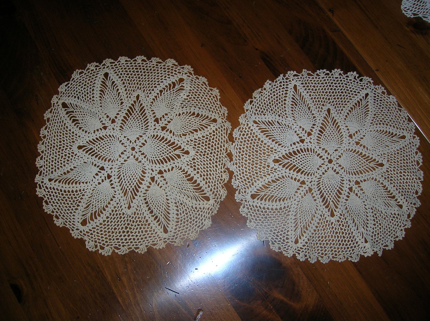 Antique Dolies Hand Crochet Ecru doiles diameter 12 inches