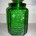 Green Glass Canister with Sunflower Design Wheaton Glass
