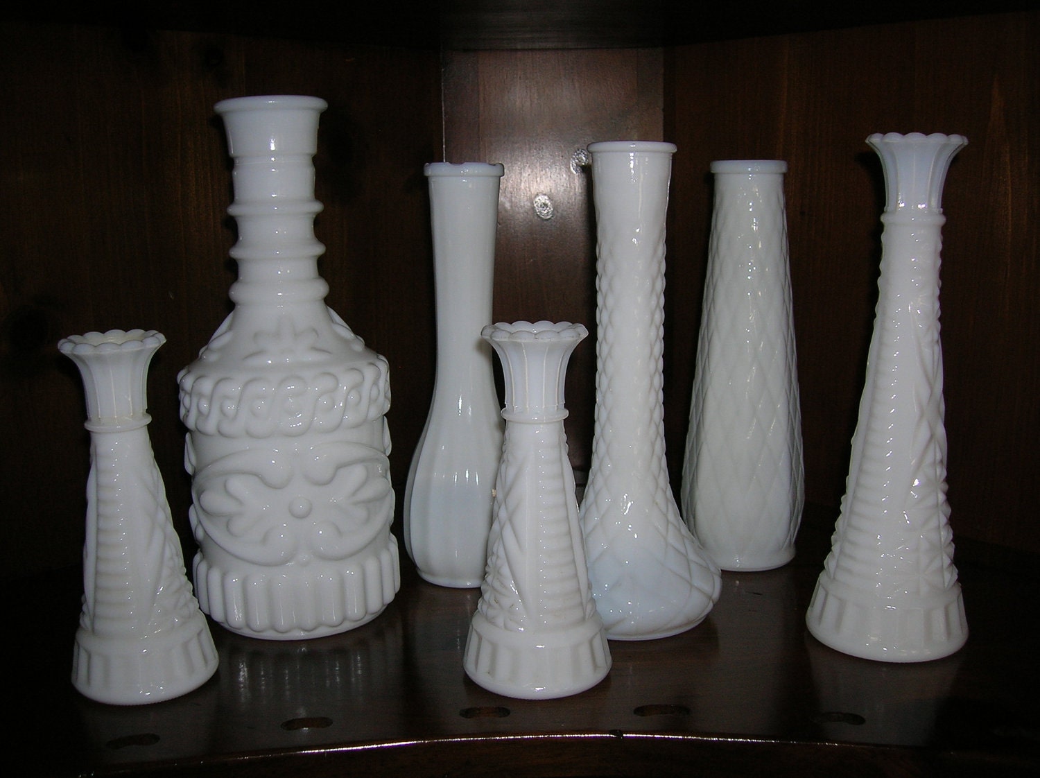 Milk Glass Vases Set of 7 vases various sizes