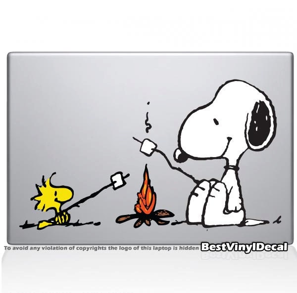 Color snoopy bonfire party vinyl decal (for macbook or ipad)