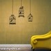 set of 3 bird cage wall decals with 6 birds - Vinyl Wall Stickers Art Graphics