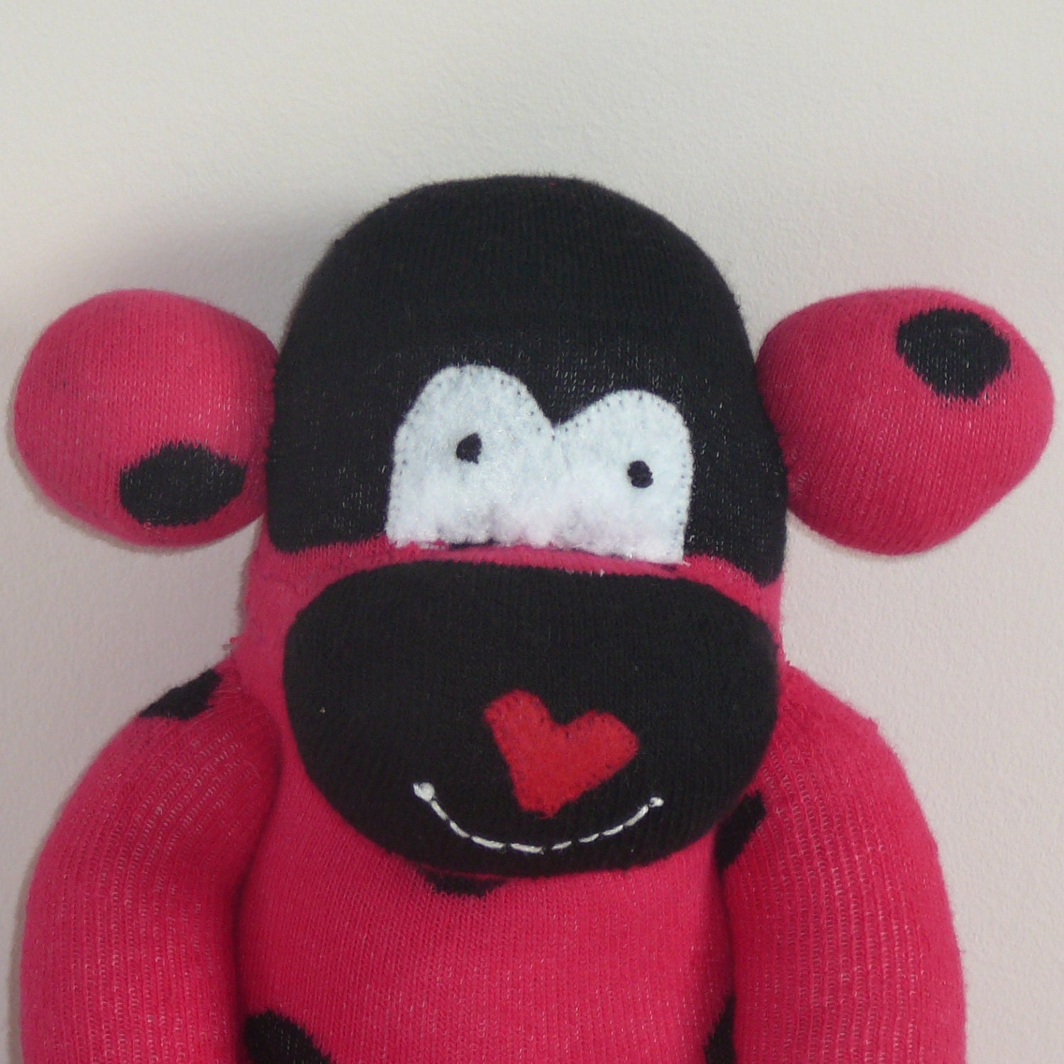 Plush Sock Animal - Phyliss ,CE, toy, children, Plush animal,sock animal,sock doll,stuffed animal,sock creature,animal,uk,monkey,red,black