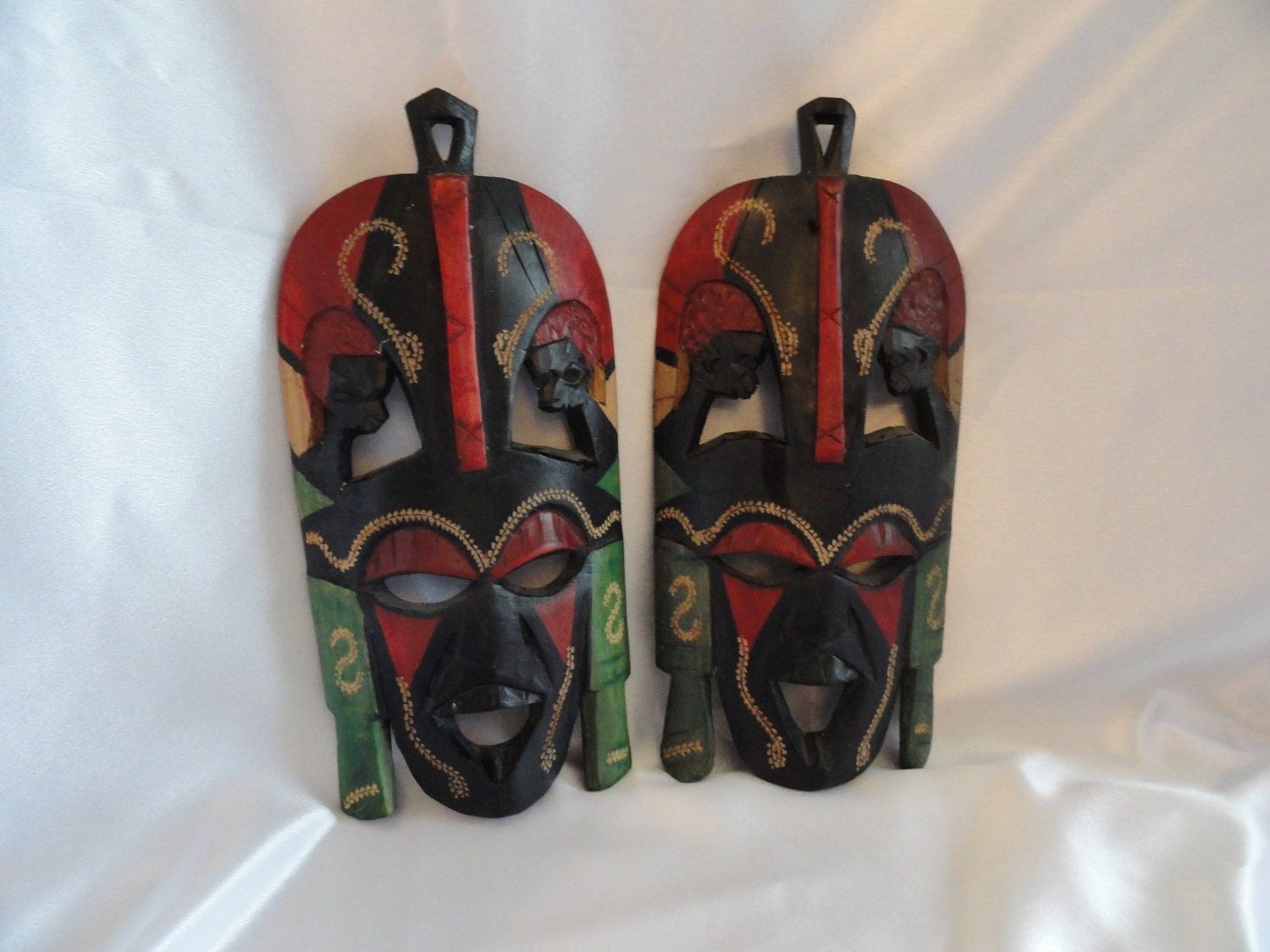 Pair of Maasai Tribe, Kenya Africa Wedding friendship Mask, handcarved, could be hung on wall,great decor in home or office