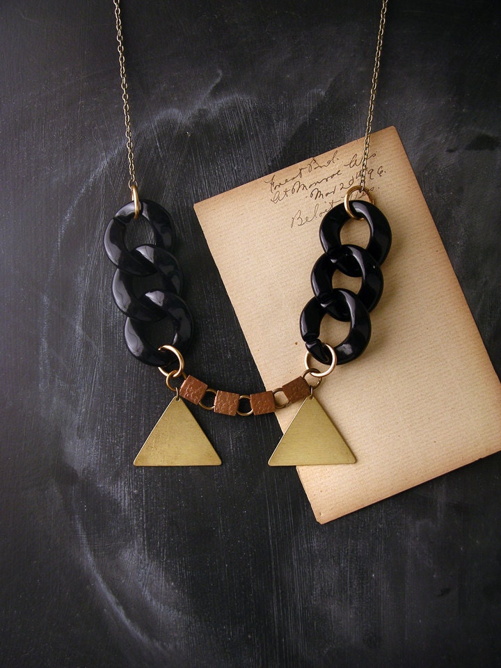 geometric necklace double triangles  - the no. 009 -