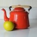 Tea Pot Enamel Tea Pot Vintage Enamelware Tea Pot Tea Kettle Coffee Pot Red