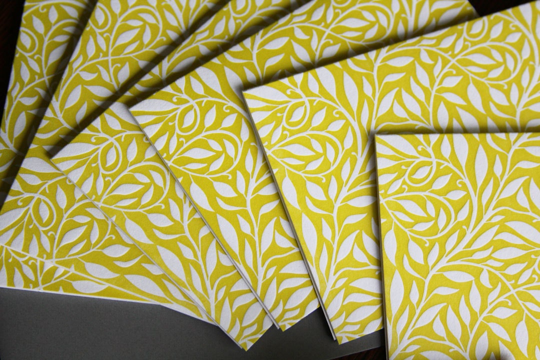 Chartreuse Leaf Pattern Note cards